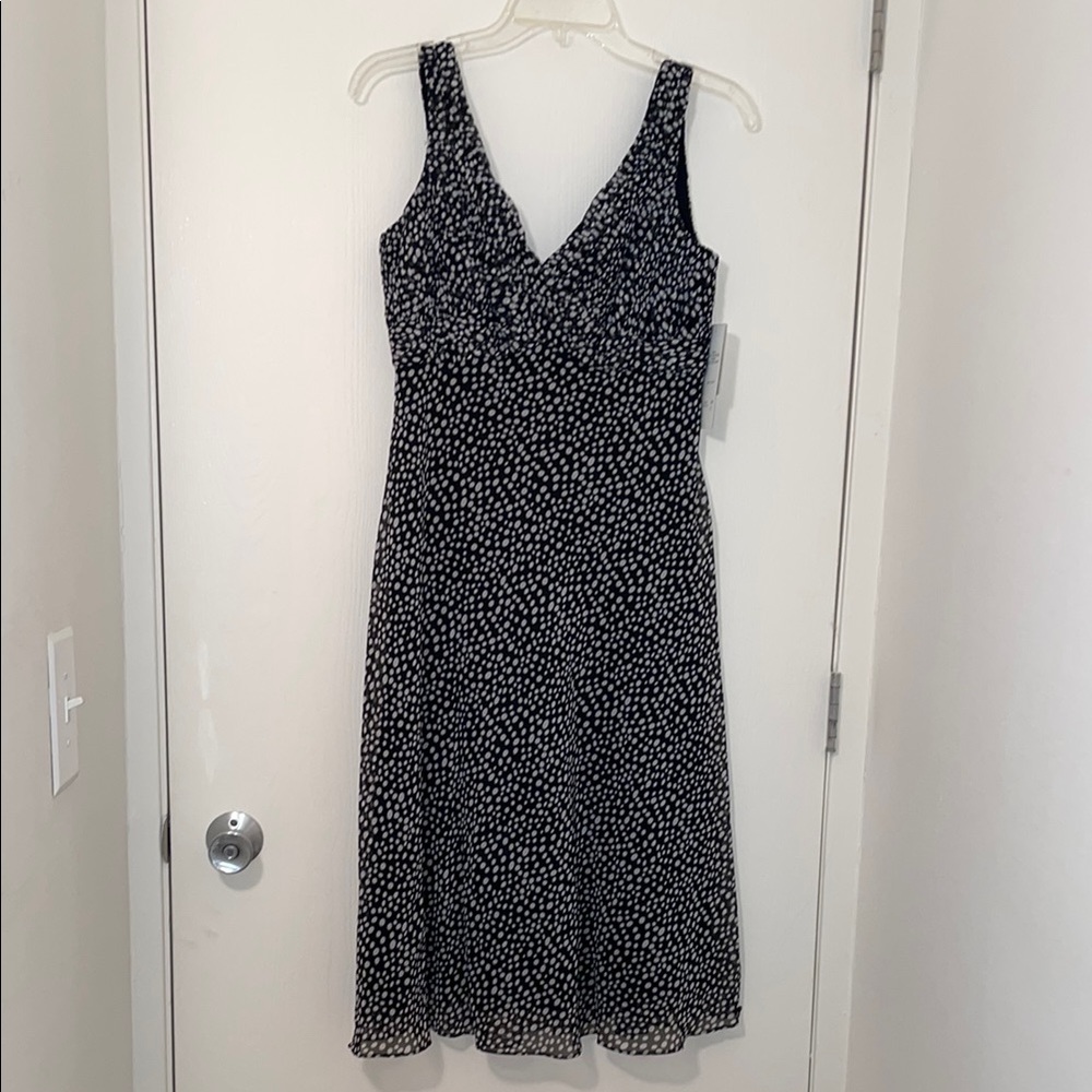 Adrianna Papell Black and Cream Polka Dot Dress